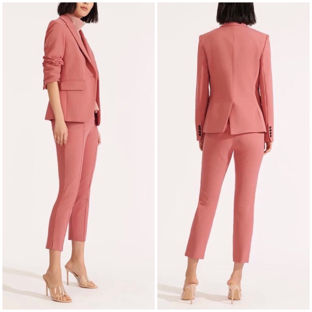 $695 Veronica Beard Cutaway Single Breasted Pink Mauve Dickey Jacket Blazer Sz 6